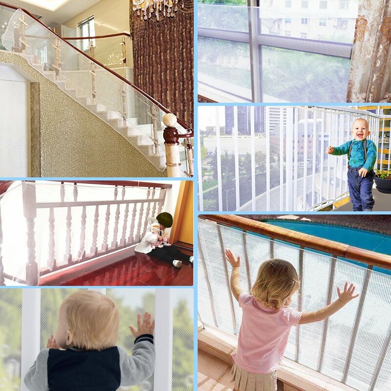 Kids Stairs Safety Net Durable Child Safety Protective Net Multipurpose Bannister Guard Deck Fence Fine Mesh for Balcony Stairs
