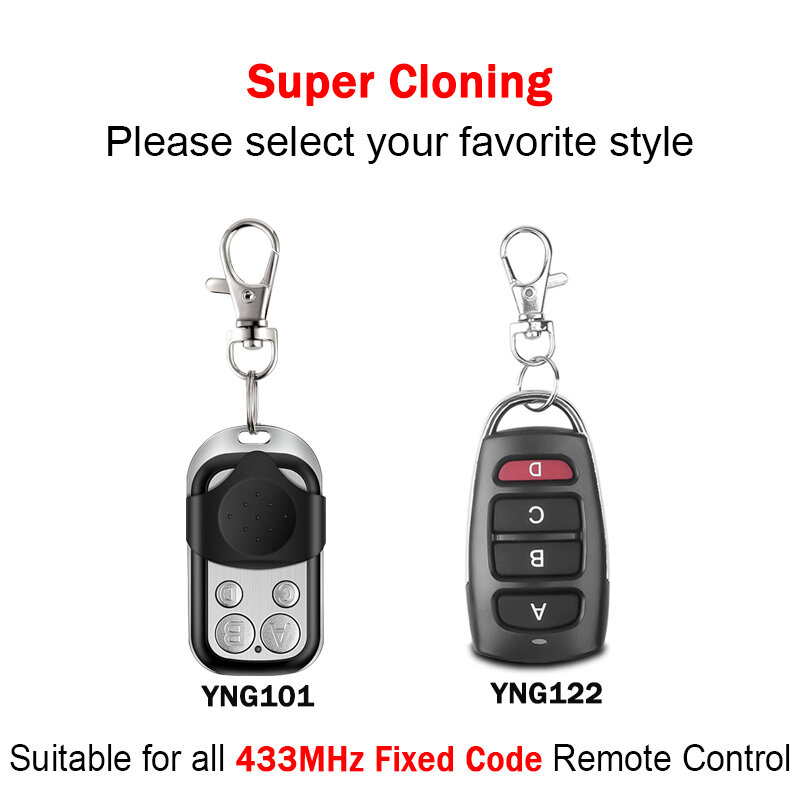 100% Clone DTM Garage Door Opener Remote Control 433MHz Fixed Code