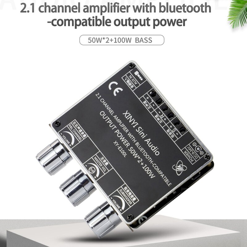 블루투스 오디오 앰프 모듈용 XY-E100L 2.1 채널, 고음 및 저음 서브우퍼 앰프 보드 스피커, 50W x 2 + 100W