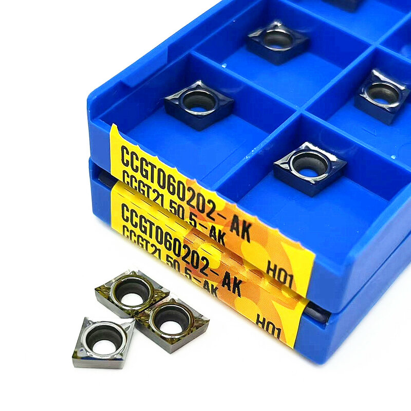Cortadores de aleación dura para CCGT060204 AK H01, cortador empaquetado en caja para CCGT060204, CCMT0602, CCGT060208, alta calidad, 10 piezas