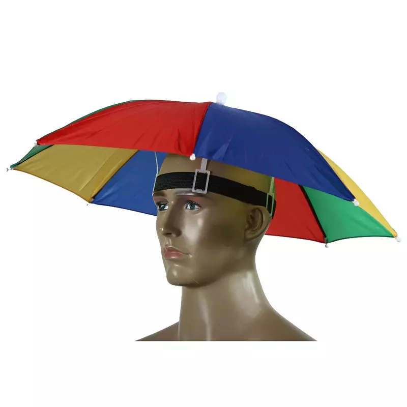 Dobrável chapéu guarda-chuva anti-chuva, chapéus de pesca ao ar livre, Sun Sombra Headwear, Caps montado na cabeça, Caminhadas e Camping Sombra