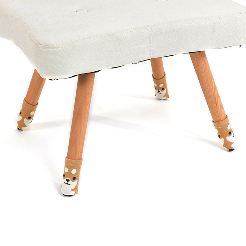 귀여운 만화 테이블 발 양말, 의자 다리 커버, 바닥 보호대, 가구용 미끄럼 방지 뜨개질 양말, 가정용 테이블 다리 캡, 4 개