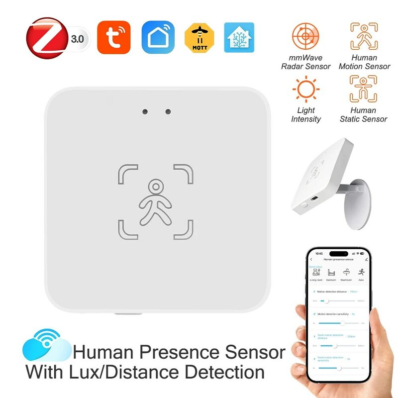 Датчик присутствия человека Tuya Wi-Fi /Zigbee, умный инфракрасный датчик человеческого тела, радар MmWave, микроволновый датчик движения, датчик интенсивности, 5 в постоянного тока