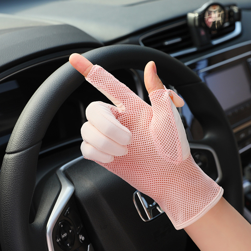 Breathable Mesh Glove Summer Anti-UV Universal Car Driving Running Cycling Fishing Sports Thin Ice Silk Glove for Men Women