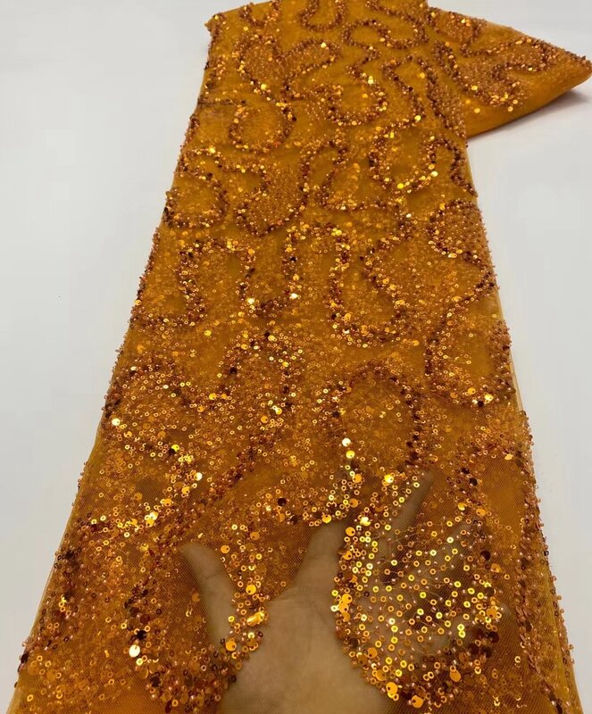 Alta qualidade africano francês impressão tule tecido de renda com lantejoulas bordado nigéria malha renda para o casamento ts1639