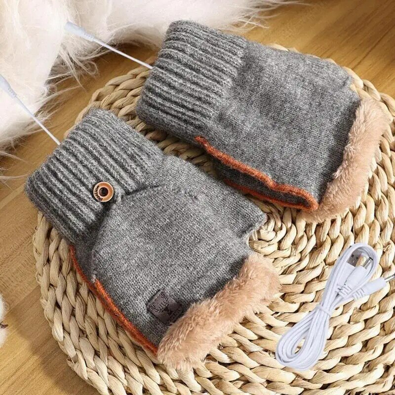 Guanti riscaldati per le donne guanti di digitazione riscaldati ricaricabili USB ricaricabili a riscaldamento rapido guanti invernali termici lavorati a maglia a mano