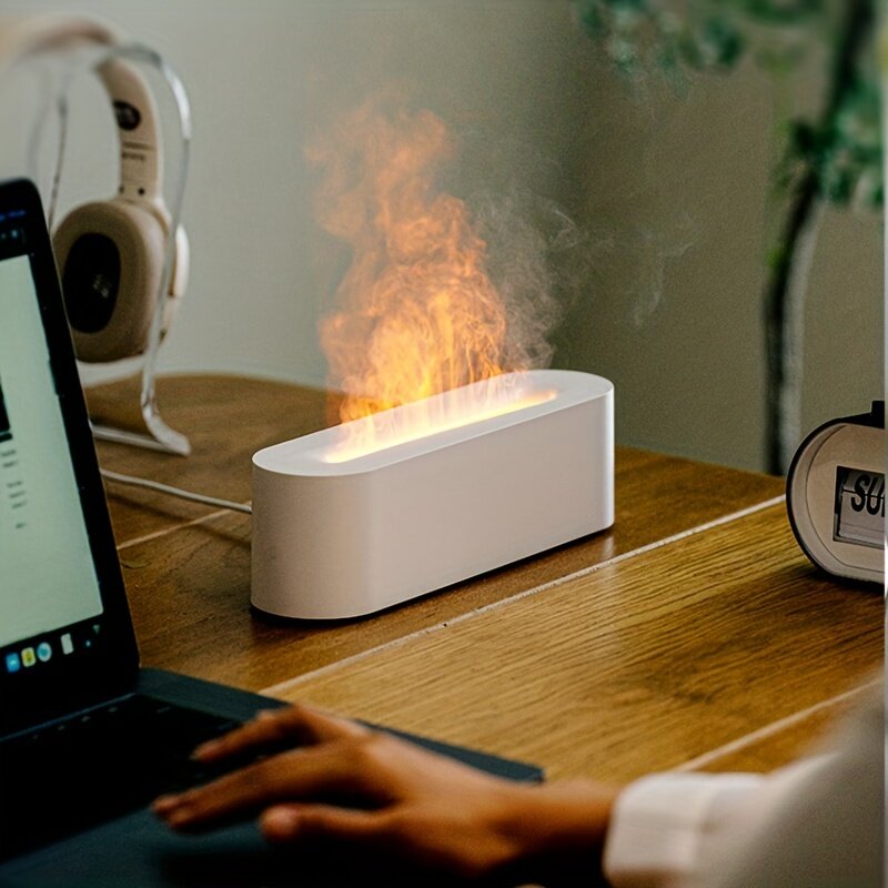 Portable Usb Colorful Flame Mini Diffuser Household Cool Mist Aroma Essential Oil Diffuser h2o air Fire flame Humidifier