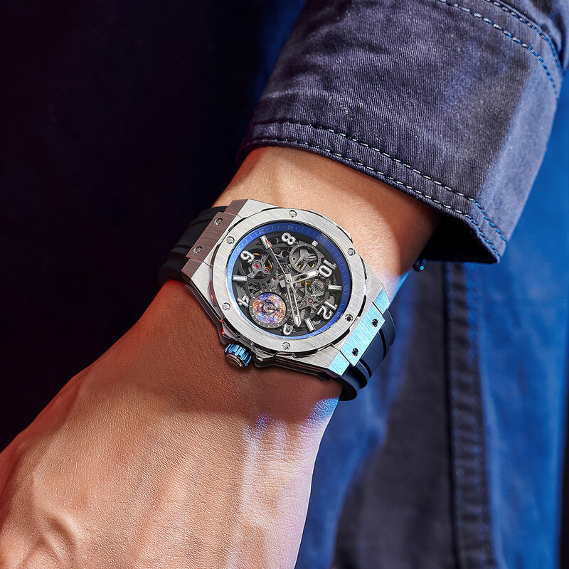 Welly Merck 自動巻き機械式腕時計 メンズ ステンレス スチール ウォーターレジスタント コスモス ユニバース プラネット シリーズ サファイア 42mm ウォッチ