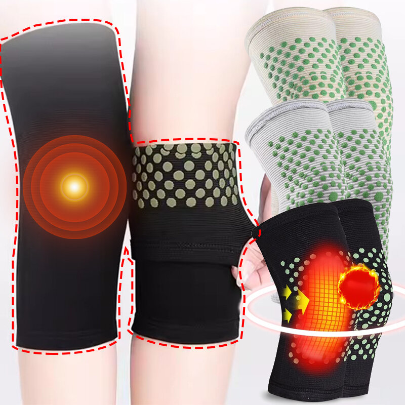 Ay Tsao Lattice Hot Compress Self-Heating Warm Knee Pads Joint Pain Relief Injury Recovery Breathable High Elasticity Leg Sleeve