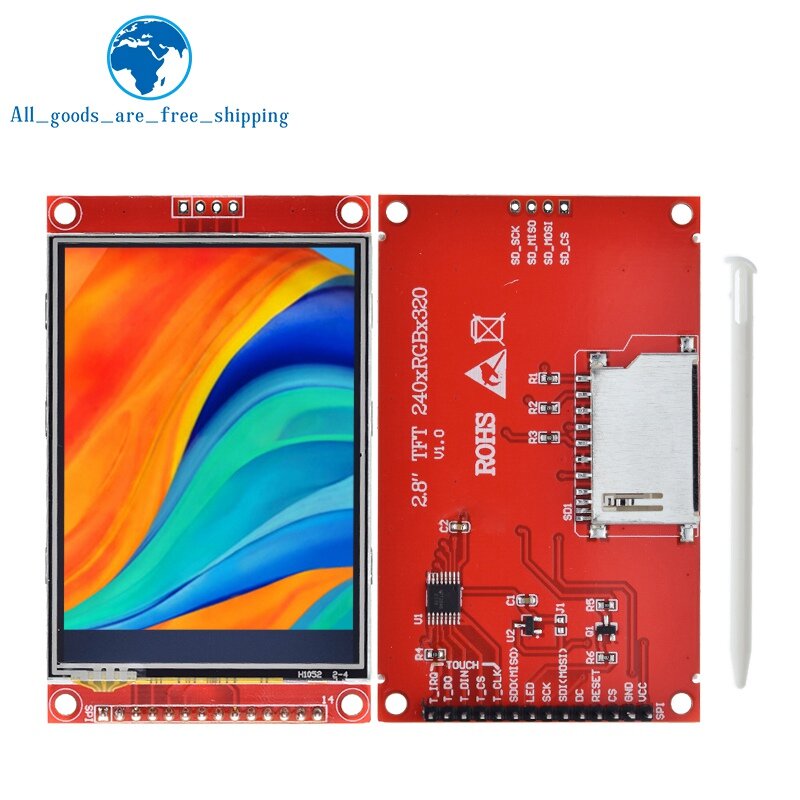SPI TFT LCD Touch Display com caneta, módulo de porta serial, PBC ILI9341, ST7789V, 240x320, 2,8"