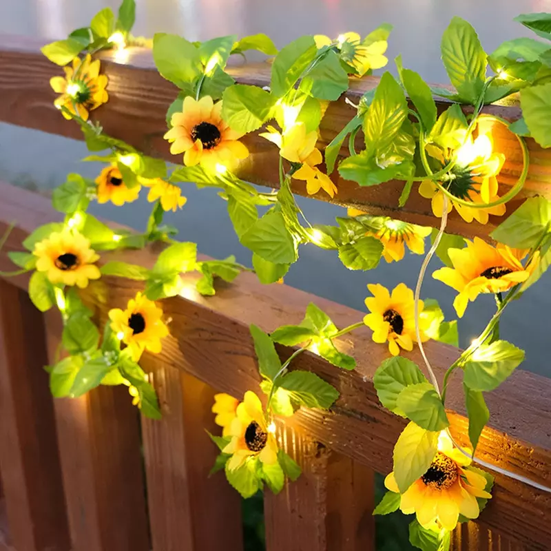 Lichterketten 2m 20led LED Lichter Schnur Sonnenblumen blatt wasserdicht Outdoor Girlande Lampe Schnur Weihnachten für Garten dekoration