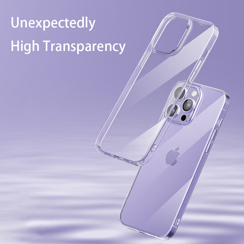 Capa de telefone transparente para iPhone, silicone TPU macio, tampa traseira transparente, iPhone X, XS Max, XR, 8, 7 Plus, 15, 11, 12, 13, 14 Pro Max
