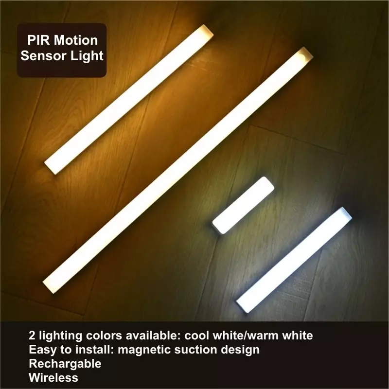 Lampu Led Sensor gerak PIR, lampu Bar LED dapat diredupkan detektor lampu portabel untuk pencahayaan dalam ruangan dapur