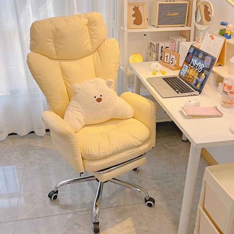Кресло эргономичное для дома, удобный пушистый диван для компьютеров, стул для спальни с одной спинкой для прямой трансляции, вращающийся офисный стул