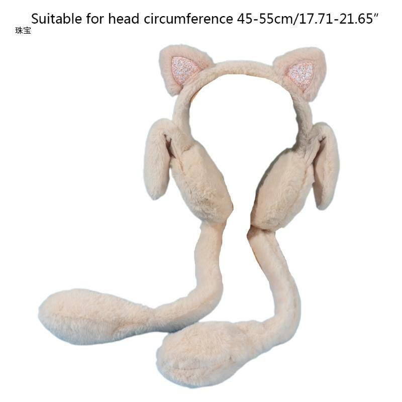 X5QE – cache-oreilles en peluche amusant pour chat, chaton sautant, cache-oreilles en forme d'animal mignon unisexe