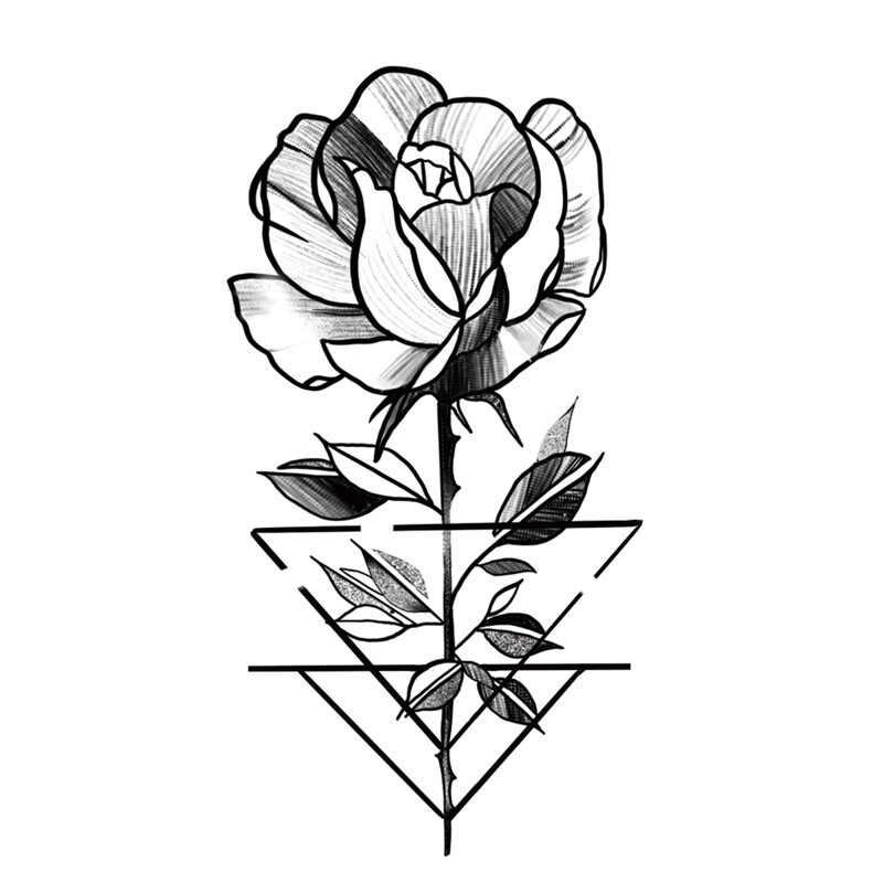 1ชิ้น Rose Rose สีดำชั่วคราว Tattoo สติกเกอร์ดอกไม้ผีเสื้อขาแขน Art ปลอม Tattoo Festival Party บิกินี่รอยสัก
