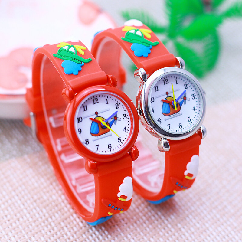Chaoyada 패션 어린이 소년 소녀 만화 비행기 장난감 시계, 작은 어린이 학생 실리콘 스트랩 방수 전기 시계
