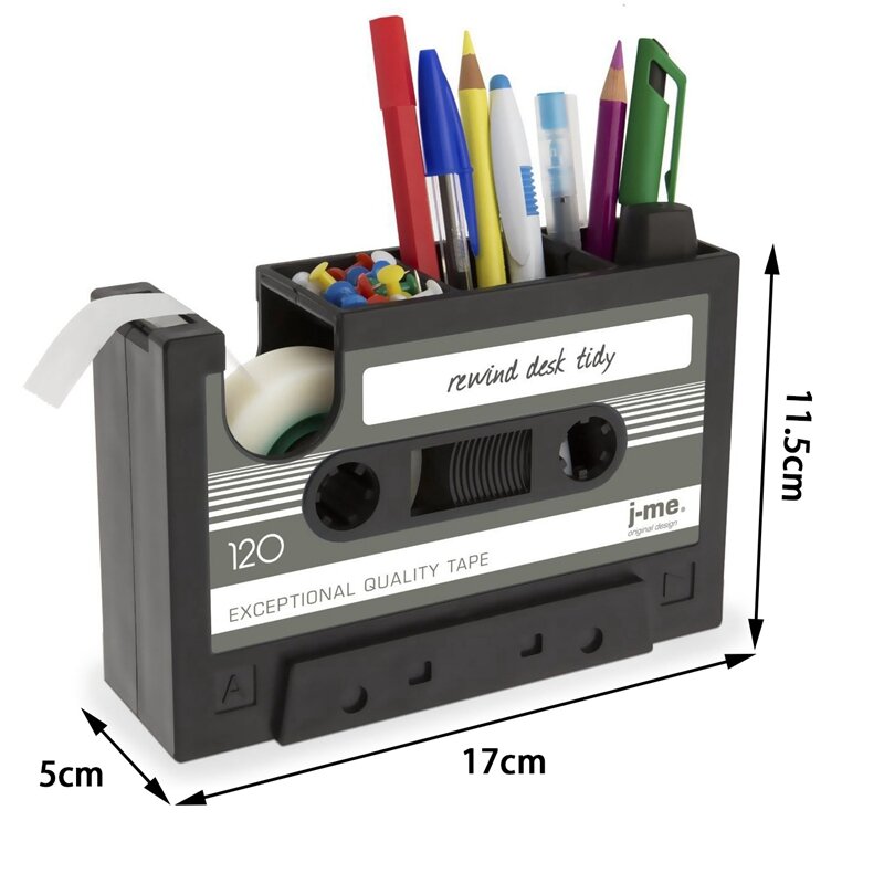 Cassete Tape Dispenser Pen Holder, Lápis Pot Papelaria, Recipiente Arendurado, Papelaria de Escritório, Presente Fornecedor, 2X