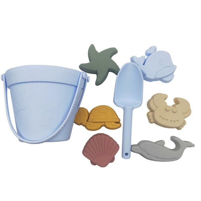 해변 장난감 절묘한 모양 내열성 실리콘 동물 몰드 버킷 샌드박스, 물 파티용 모래 장난감 세트, 1 세트