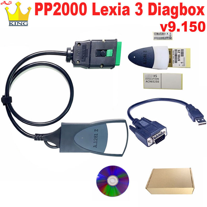 Herramienta de diagnóstico de coche PP2000 lexia 3 Diagbox V9.150, software Lexia3 para Citro/Peugeot, sin necesidad de máquina Virtual, cables de escáner obd 2