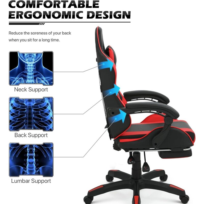 Cadeira traseira alta do jogo com apoio para os pés, apoio lombar giratório, cadeira do jogo vídeo, jogo vídeo