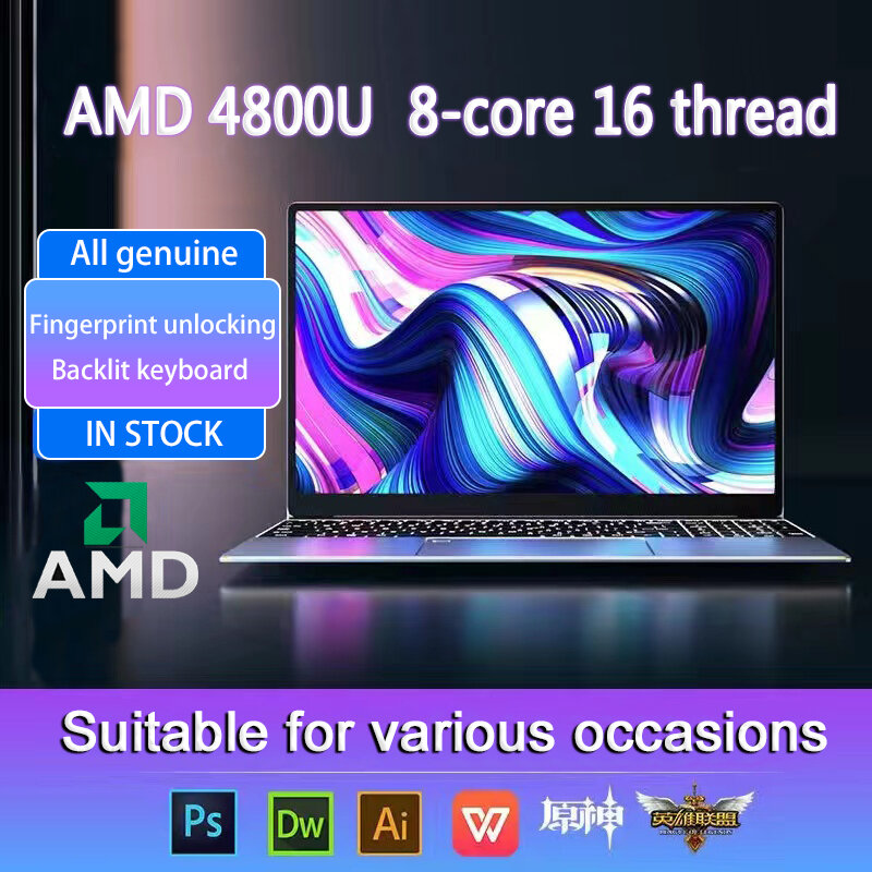 AKPAD R7 4800U Max Ram 36GB Rom 2TB SSD Metal Computer 5G Wifi Bluetooth AMD  Ryzen 7 4800U Windows 10 11 Pro Gaming IPS Laptop