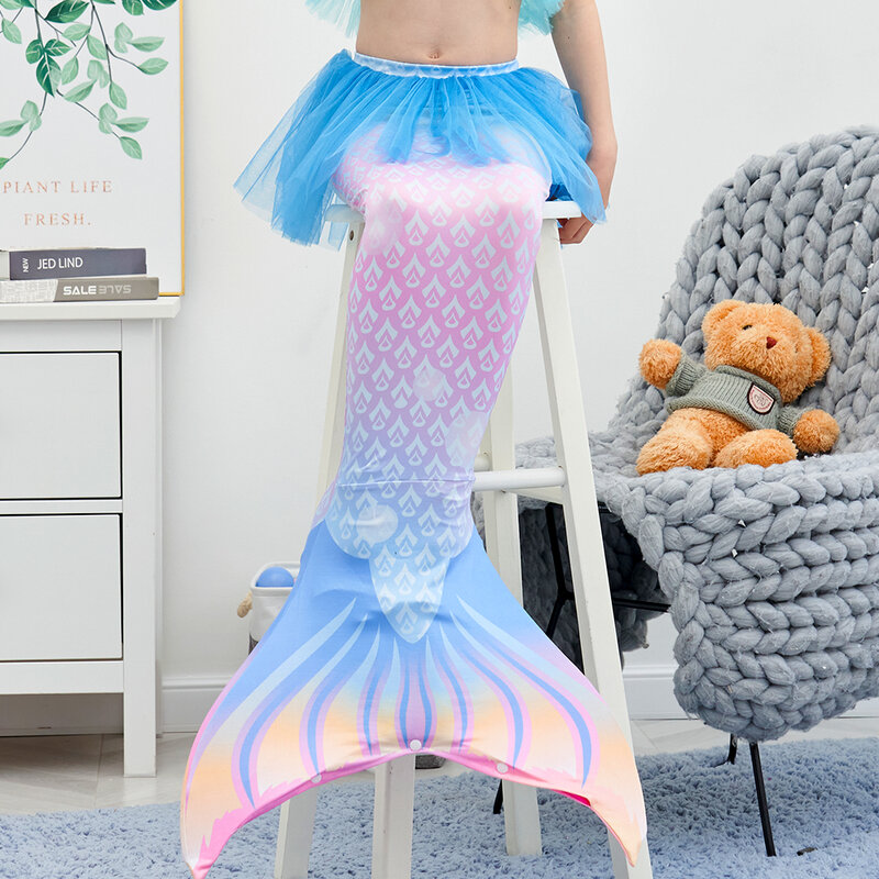 Kids The Little Mermaid Tails Fit for Girls Swimsuit Children Costume Princess Dress Bikini Bathing Suit