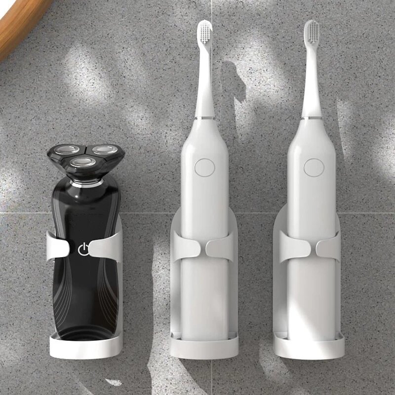 Soporte de pared para maquinilla de afeitar eléctrica, soporte para cepillo de dientes sin huellas, estante de almacenamiento para ahorro de espacio, accesorios de baño