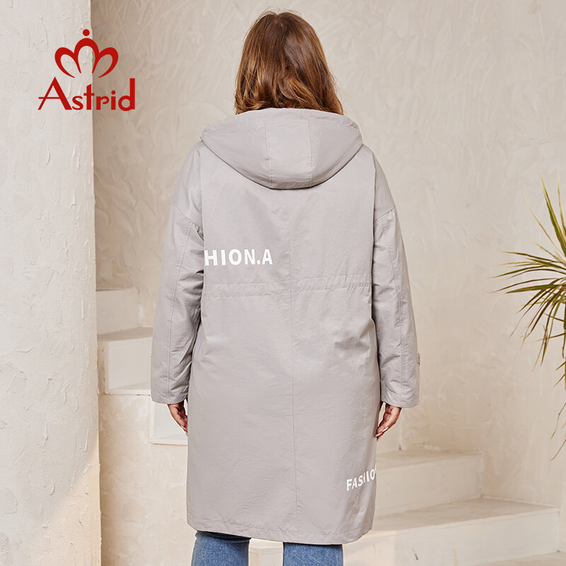 Astrid-longo casaco impressão para as mulheres, jaqueta tamanho grande, blusão, moda, outerwear, primavera, 2024, as-10143