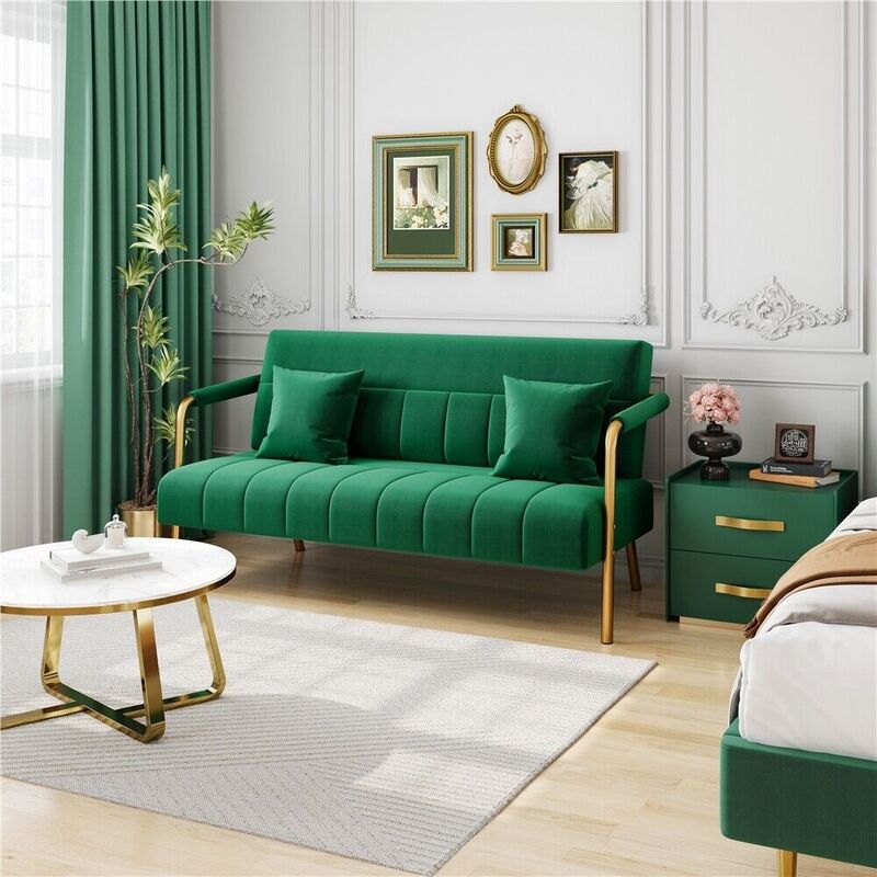 2 Seater Velvet Sofa Modern Small Loveseat Couch for Bedroom Living Room Studio