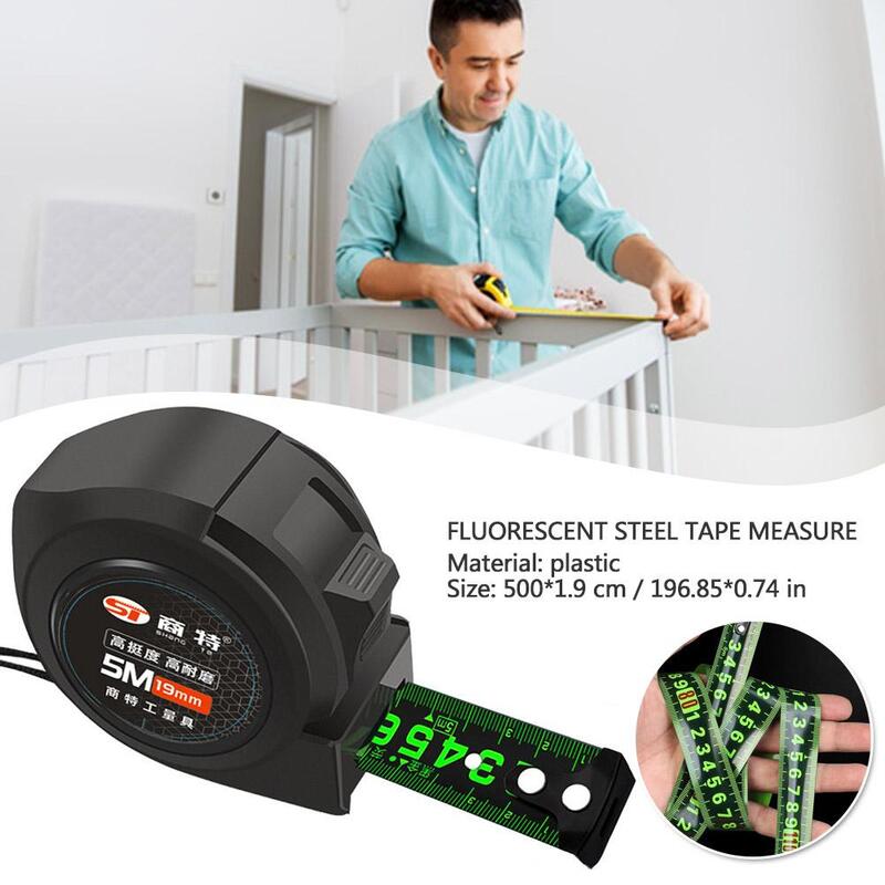 Fluorescent Steel Tape Measure 5m Meter Wear-Resistant Thickened Measurement Ruler Multi-Use Measuring Distance Tool