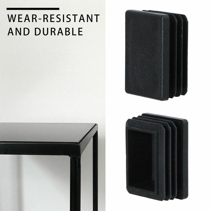 Pieds de chaise en plastique noir, couvre-pieds de protection des pieds, antidérapant, rectangulaire, en acier, anti-poussière, 10 pièces
