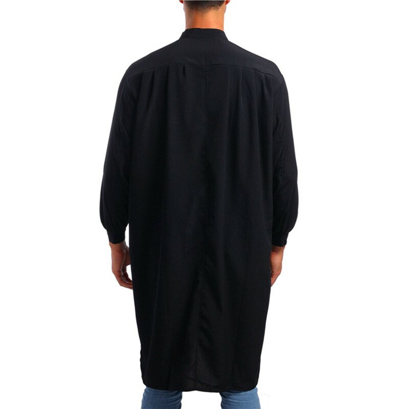 Herren Frühling Herbst arabische lange Kleid Robe Shirt solide Langarm Button Down muslimischen Kaftan Burka Kleid Lounge wear Roben