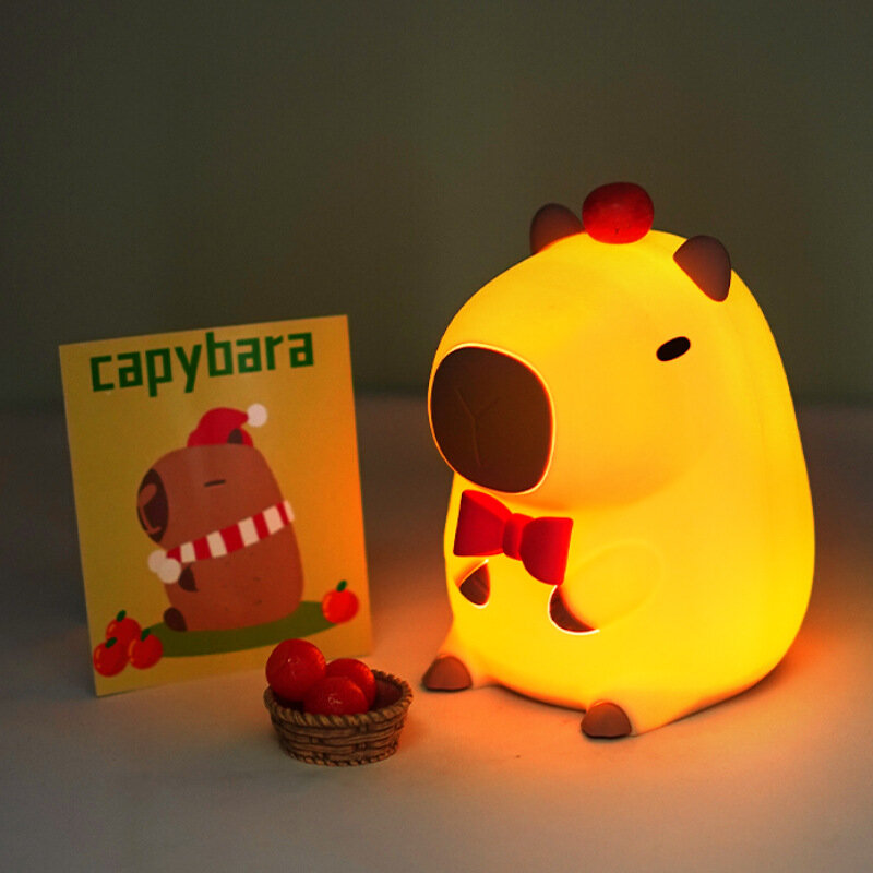 Nowa Mini silikonowa lampa LED Capibala Inteligentne domowe lampki nocne dla zwierząt Dotykowy generator energii Certyfikat CE 1 rok gwarancji dla dzieci