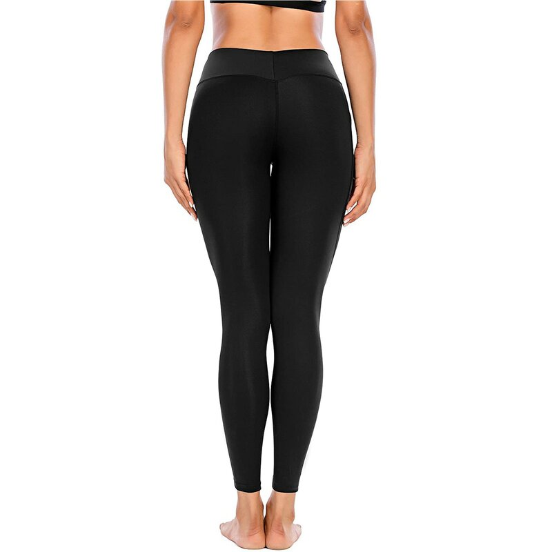 Pantalones de Yoga de realce de cadera para mujer, Leggings elásticos ajustados de cintura alta con bolsillo, pantalones atléticos simples, Color sólido