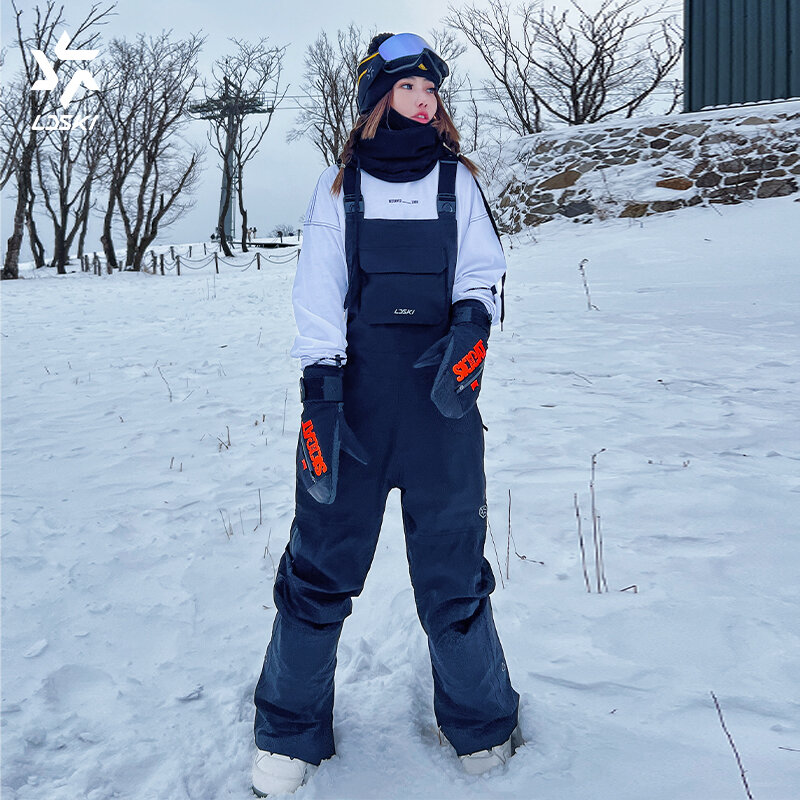 LDSKI Ski Pants Women Men Bib Overalls Waterproof Tear Resistant Outdoor Snow Sports Snowboarding Winter Trousers Warm Suit