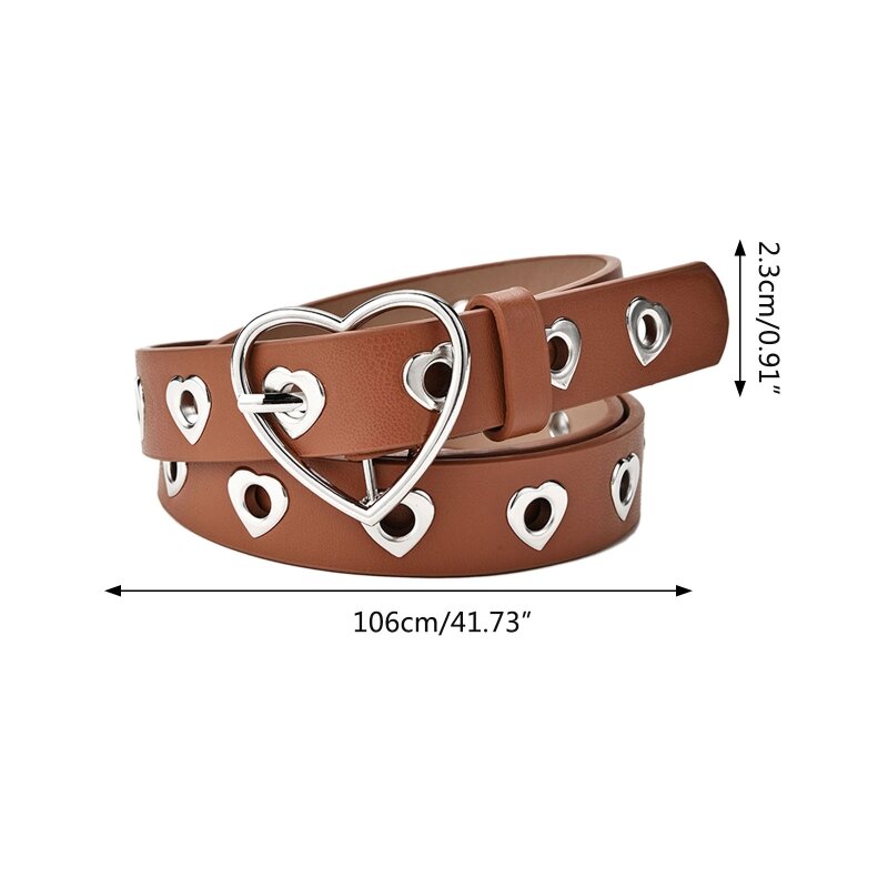 Cinturones huecos cuero cinturón con forma corazón Punk cinturón con hebilla para Jeans Dropship