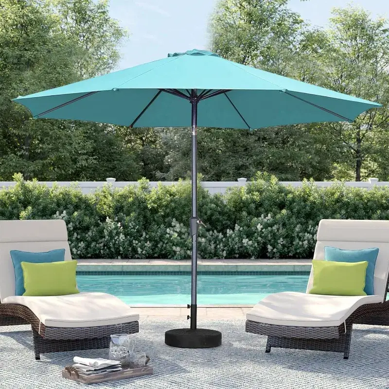 Guarda-chuva do pátio com botão, Inclinação e manivela para jardim, Guarda-chuva de mesa ao ar livre, mercado, 9ft