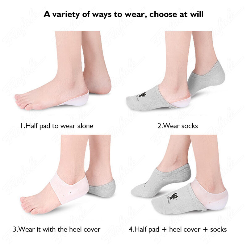 Стельки Невидимые для увеличения роста, силикагелевые вставки для пяток, подтягивающие носки, поддержка свода пятки, уход за ногами для мужчин и женщин