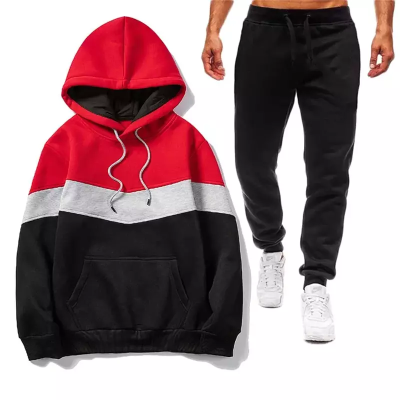 2023 Men's Jogging Tracksuit Color Stitching Classic Athletic Set Autumn Winter Pullover Sweatshirts Suit