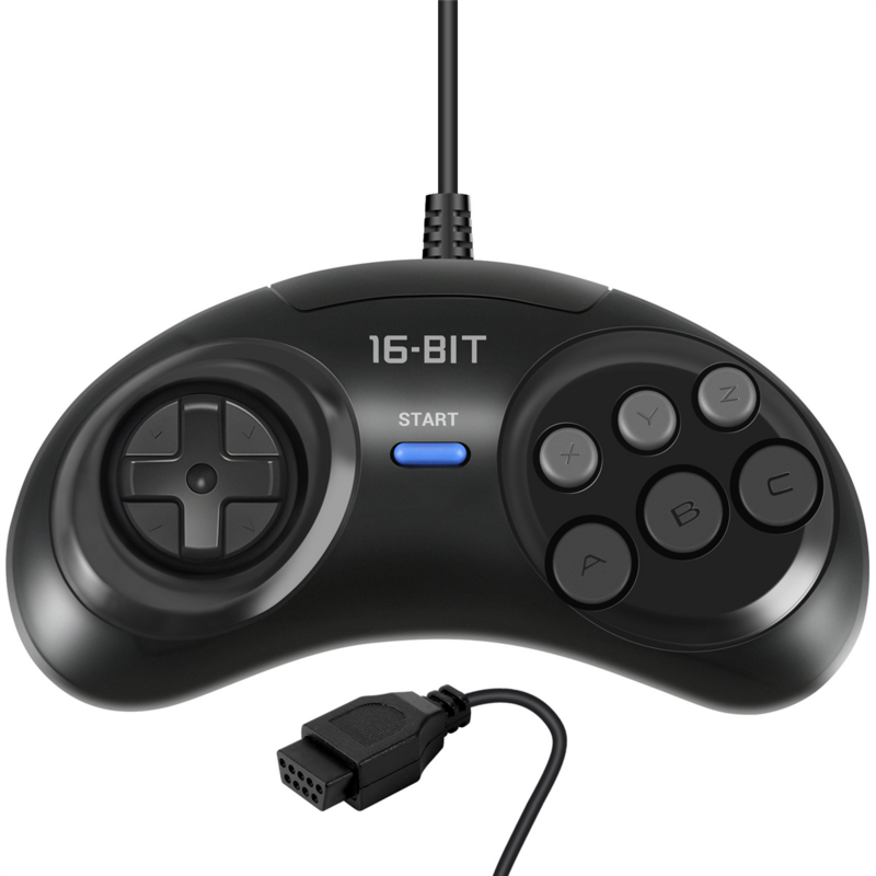 2ชิ้นจอยควบคุมเกมสำหรับ Sega Genesis สำหรับ16 bit Handle Controller 6 button Gamepad สำหรับ Sega MD อุปกรณ์เสริมเกมสีดำ
