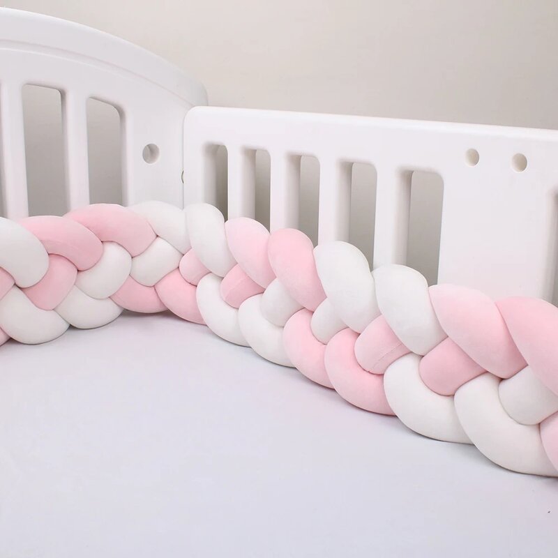 4 Strands Knotted 2M/3M/1M Baby Bed Bumper Braided Crib Bumper Cotton Knot Pillow Crib Protector Baby Decoration Room 2024