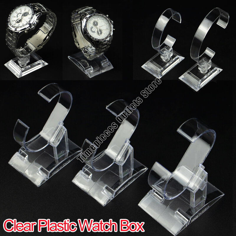Kotak perhiasan jam tangan plastik bening gelang manset jam tangan Tampilan berdiri rak tempat Aksesori jam tangan