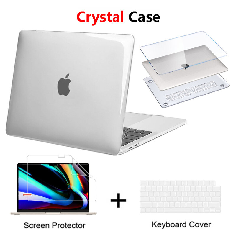 เคสแล็ปท็อปคริสตัลสำหรับ Apple 2023 MacBook Air 15 M2ชิป A2941 Air Pro Retina 11 12 13 15 16นิ้วเคสแล็ปท็อป2022 TOUCH Bar ID