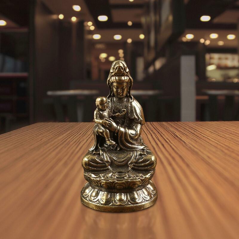 Avalokitesvara Estátua para Quarto Tabletop, Segurando uma criança, Guanyin Estátua