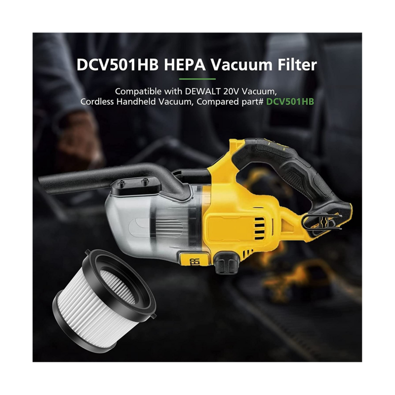 2 buah Filter pengganti HEPA untuk vakum genggam nirkabel DEWALT DCV501HB 20V, dengan paking hitam, suku cadang DCV5011H