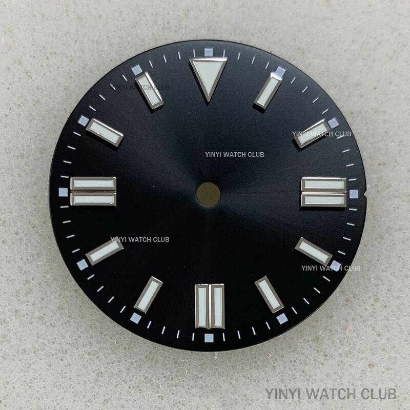 ナイトライト付きサンパターン時計,シルバーとブラック,ブルー,28.5mm,nh35,miyota 8215,eta2836動き