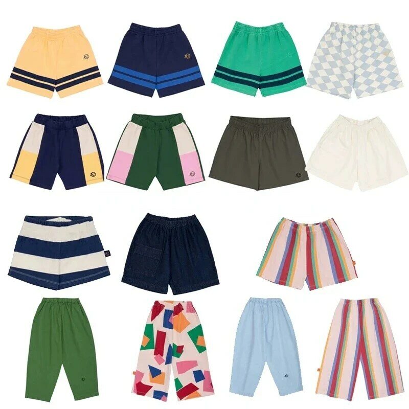 24SS Summer New Wyn Unisex Casual Color Block Shorts for Boys Girls Loose Versatile Pocket Work Pants Short Pants for Boys