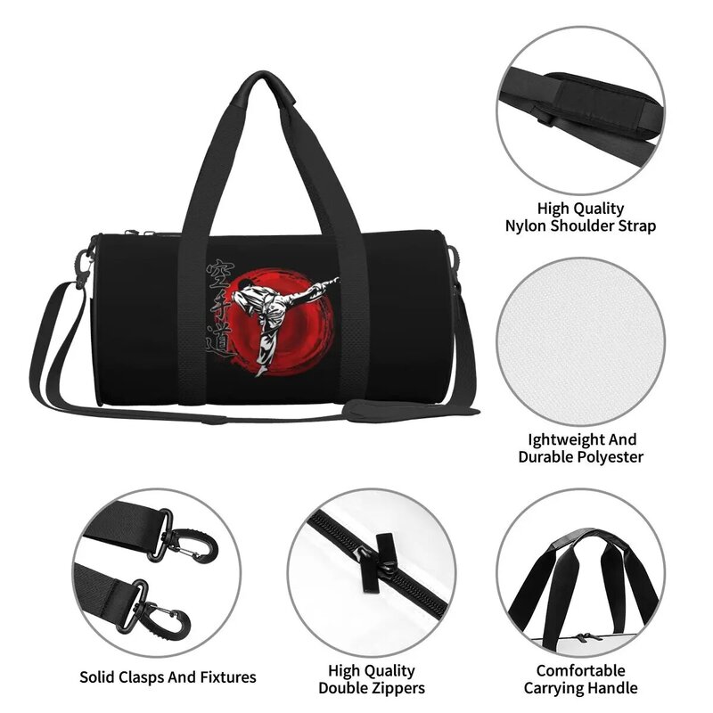 Karate Sports Sports Bags Martial Arts Swimming Gym Bag with Shoes Cute Handbags Men Women Custom Portable Fitness Bag