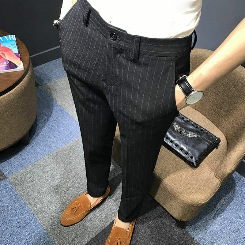Новинка 2023, мужские узкие Костюмные брюки, мужские прямые строгие брюки для офиса и работы, мужские свадебные строгие брюки D166